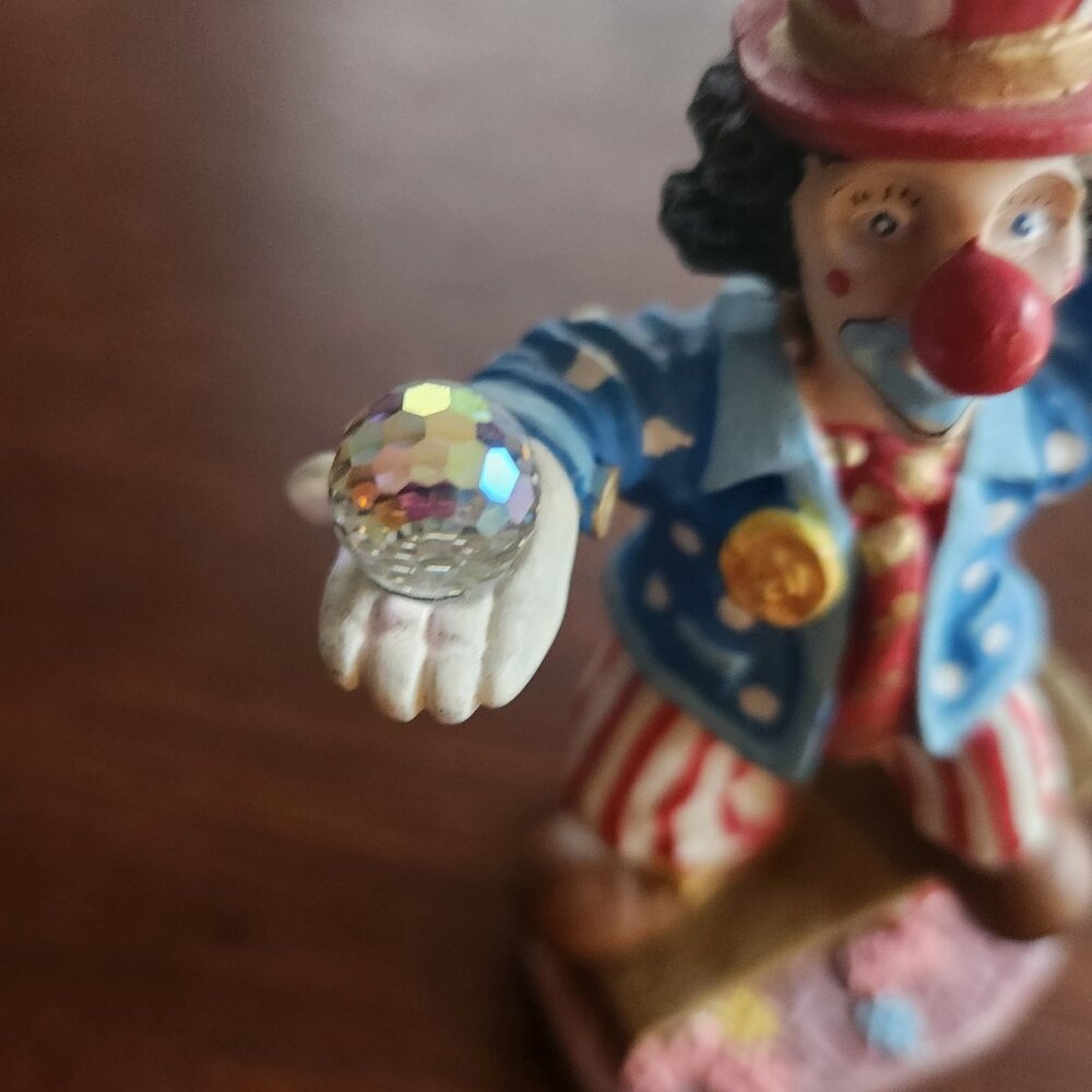 Spoontiques Balancing Circus Clown Swarovski Crystal Ball Vintage Top Hat Paint - Picture 5 of 10